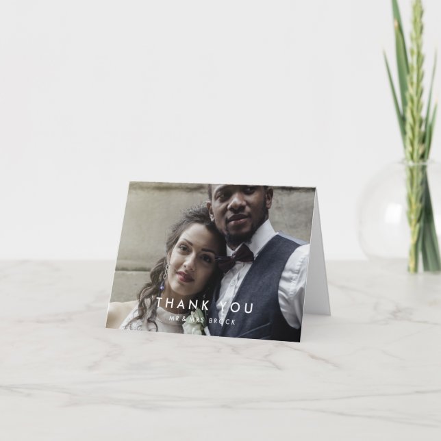 Chic Typography Photo Thank You Card (Front)