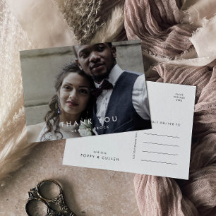 Chic Typography Photo Thank You Postcard