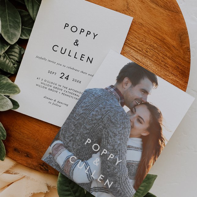 Chic Typography Photo Wedding Invitation (Creator Uploaded)