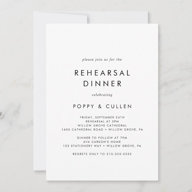Chic Typography Rehearsal Dinner Invitation (Front)