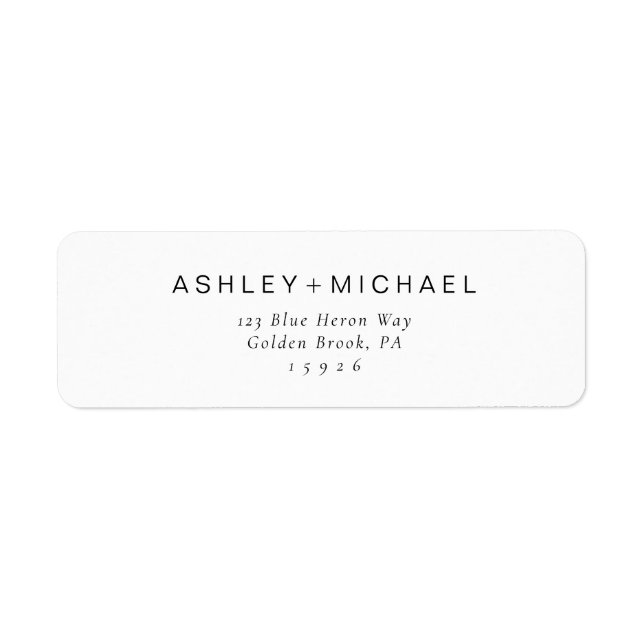 Chic Typography Return Address Label Black & White (Front)