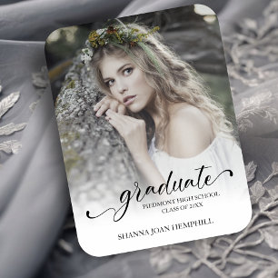 Chic Typography Script Graduate School Graduation Magnet