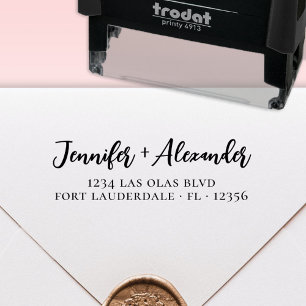 Chic Typography Script Wedding Return Address Self-inking Stamp