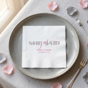 Chic Typography She Said Yes Paper Napkin