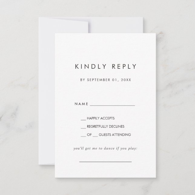Chic Typography Song Request RSVP Card (Front)