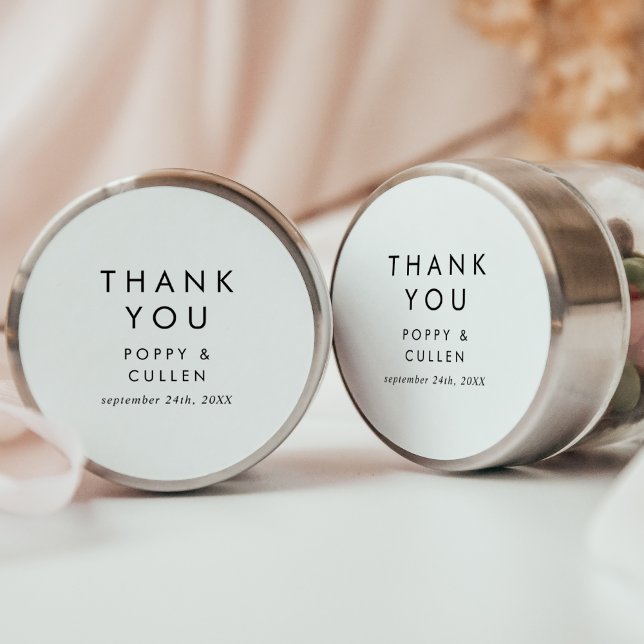 Chic Typography Thank You Wedding Favour Sticker (Creator Uploaded)