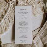 Chic Typography Wedding Dinner Menu<br><div class="desc">This chic typography wedding dinner menu card is perfect for a modern wedding. The simple design features classic minimalist black and white typography with a rustic boho feel. Customisable in any colour. Keep the design minimal and elegant, as is, or personalise it by adding your own graphics and artwork. This...</div>