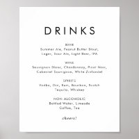 Chic Typography Wedding Drinks Menu Sign