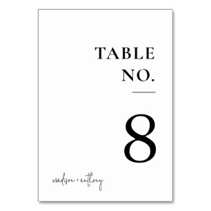 Chic Typography Wedding Table Number