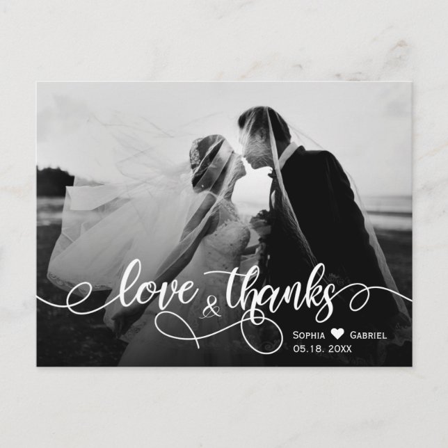 Chic Typography Wedding Thank You Photo Postcard (Front)