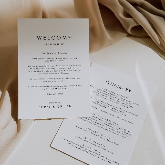 Chic Typography Wedding Welcome Letter & Itinerary (Creator Uploaded)