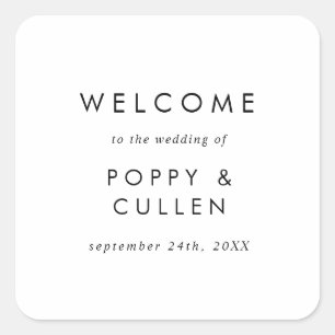 Chic Typography Wedding Welcome Square Sticker