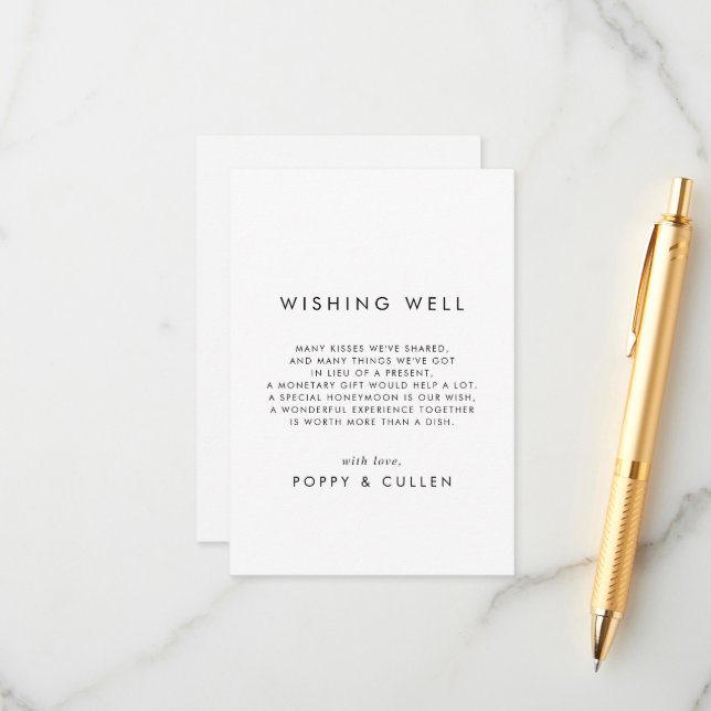 Chic Typography Wedding Wishing Well Card (Front/Back In Situ)