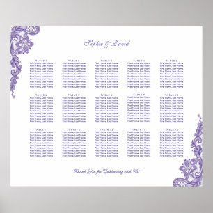 Chic Ultra Violet Lace Wedding Seating Chart