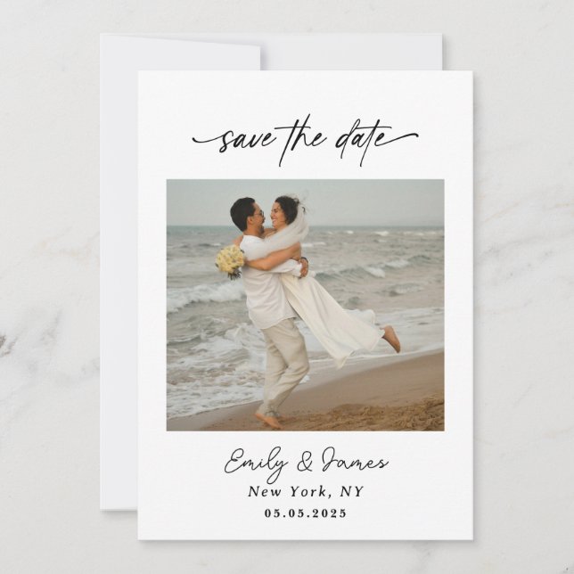 Chic unique Modern Elegant minimalist  Save The Date (Front)