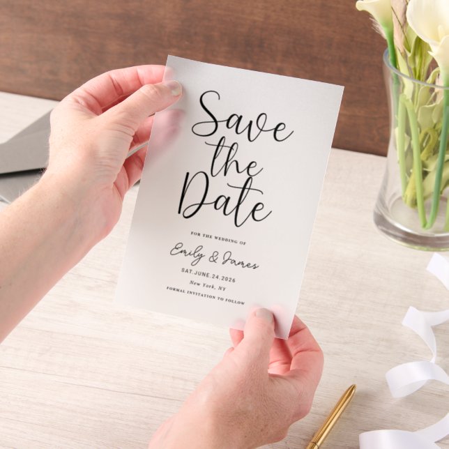 chic unique Modern Elegant minimalist  Vellum Invitations (Handheld)