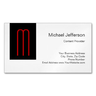 Chic Unique Monogram Black White Plain Simple Magnetic Business Card
