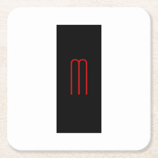 Chic Unique Monogram Black White Plain Simple Square Paper Coaster