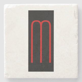 Chic Unique Monogram Black White Plain Simple Stone Coaster