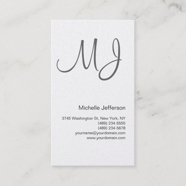 Chic Unique Monogram Business Card (Front)