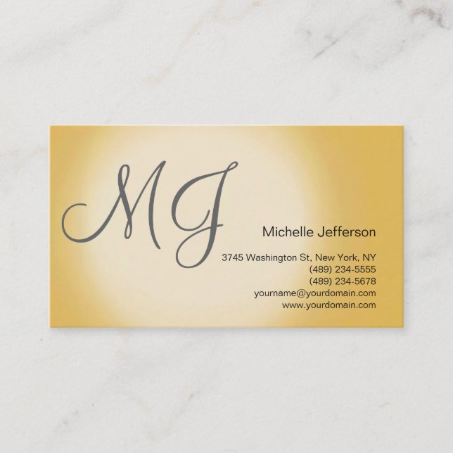 Chic Unique Monogram Business Card (Front)