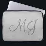 Chic Unique Monogram Gray Classical Laptop Sleeve<br><div class="desc">Trendy Modern Customize Professional Simple Design.</div>