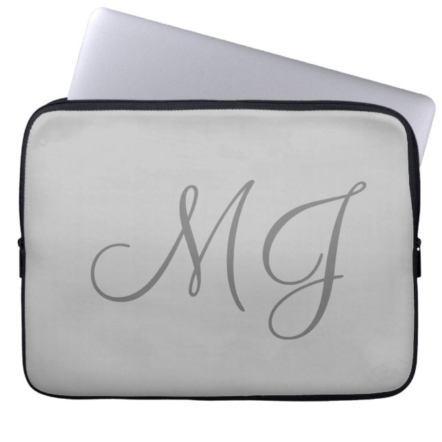 Chic Unique Monogram Gray Classical Laptop Sleeve (Front)