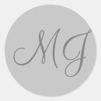Chic Unique Monogram Grey Classic Round Sticker