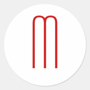 Chic Unique Monogram Red White Plain Simple Classic Round Sticker