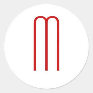 Chic Unique Monogram Red White Plain Simple Classic Round Sticker