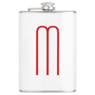 Chic Unique Monogram Red White Plain Simple Hip Flask