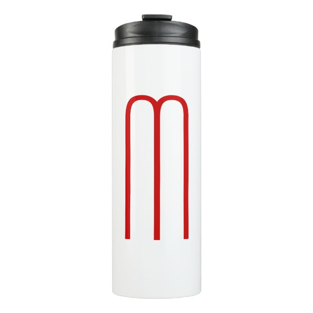 Chic Unique Monogram Red White Plain Simple Thermal Tumbler (Front)
