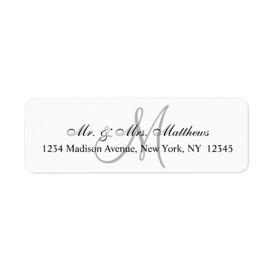 Chic Unique Monogram Wedding Return Address Label