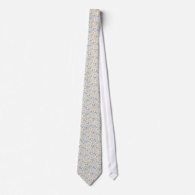 Chic Unisex Necktie: Daisies on Blue Tie (Front)
