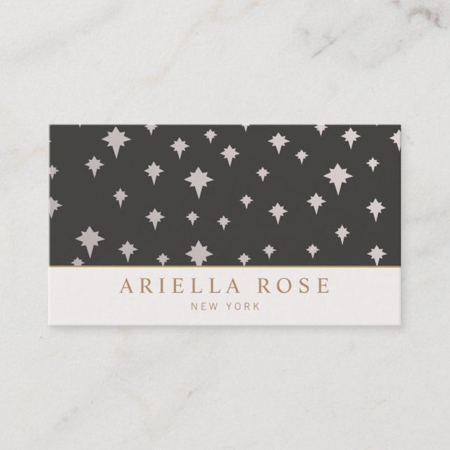 Chic Upscale Designer Silver Stars Pattern Business Card (Front)