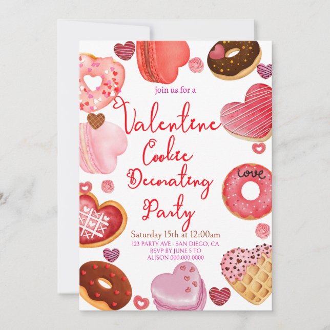 Chic Valentines Cookie Decorating Party Invitation (Front)