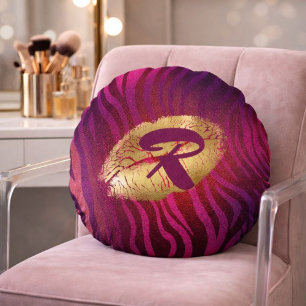 Chic Vanity Pink Zebra Print Round Cushion