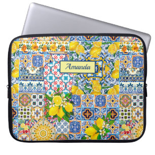 Chic Vase Mediterranean orange tiles Laptop Sleeve