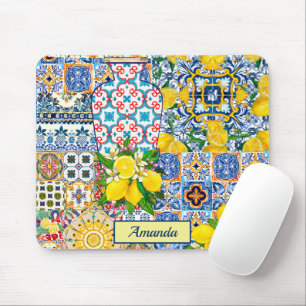 Chic Vase Mediterranean orange tiles Mouse Mat