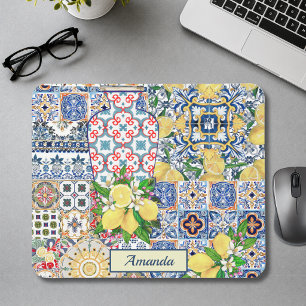 Chic Vase Mediterranean orange tiles Mouse Mat