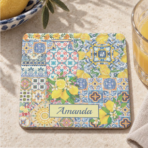 Chic Vase Mediterranean orange tiles Stone Coaster