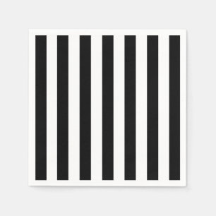 Chic Vertical Stripes Black And White Striped   Napkin