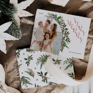 Chic Very Merry Christmas Flat Holiday Card