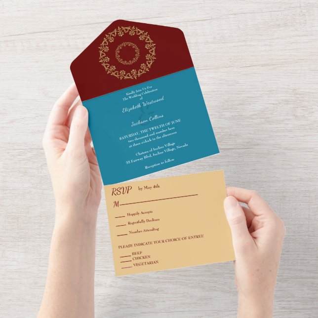 Chic Vibes Gold Wedding All In One Invitation (Tearaway)