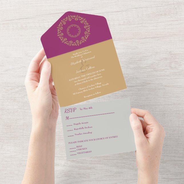 Chic Vibes Gold Wedding All In One Invitation (Tearaway)