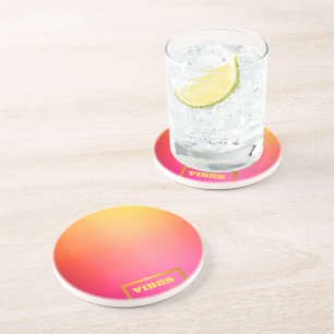 Chic 'VIBES' Ombre Pink and Yellow Coaster