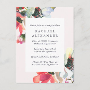 Chic Vibrant Floral Graduation Party Invitation Postcard