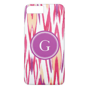 Chic vibrant red orchid watercolor ikat pattern iPhone 8 plus/7 plus case