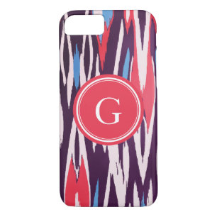 Chic vibrant red purple watercolor ikat pattern iPhone 8/7 case