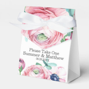Chic Victorian Blush Pink Peony Daisy Wedding Favour Box